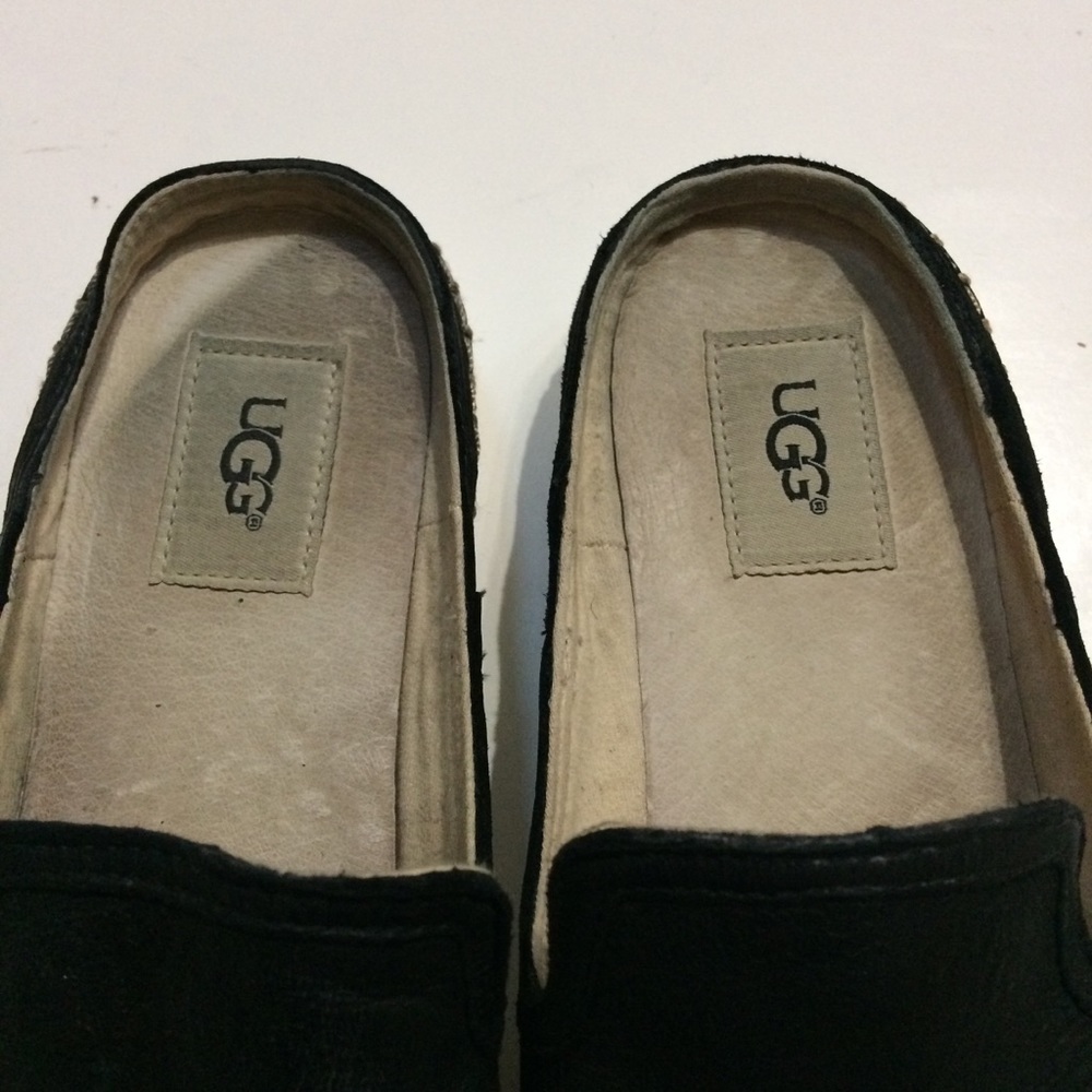 UGG Caleel Black Leather Espadrille Sneakers - Picture 2 of 15